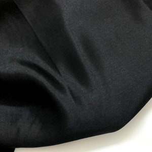 PURE MULBERRY SILK fabric by the yard - Black silk satin - Handmade silk - Natural fiber - Dress making - Gift for women - Silk for sewing