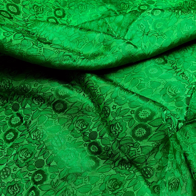 PURE MULBERRY SILK Fabric by the Yard Green Floral Silk Etsy