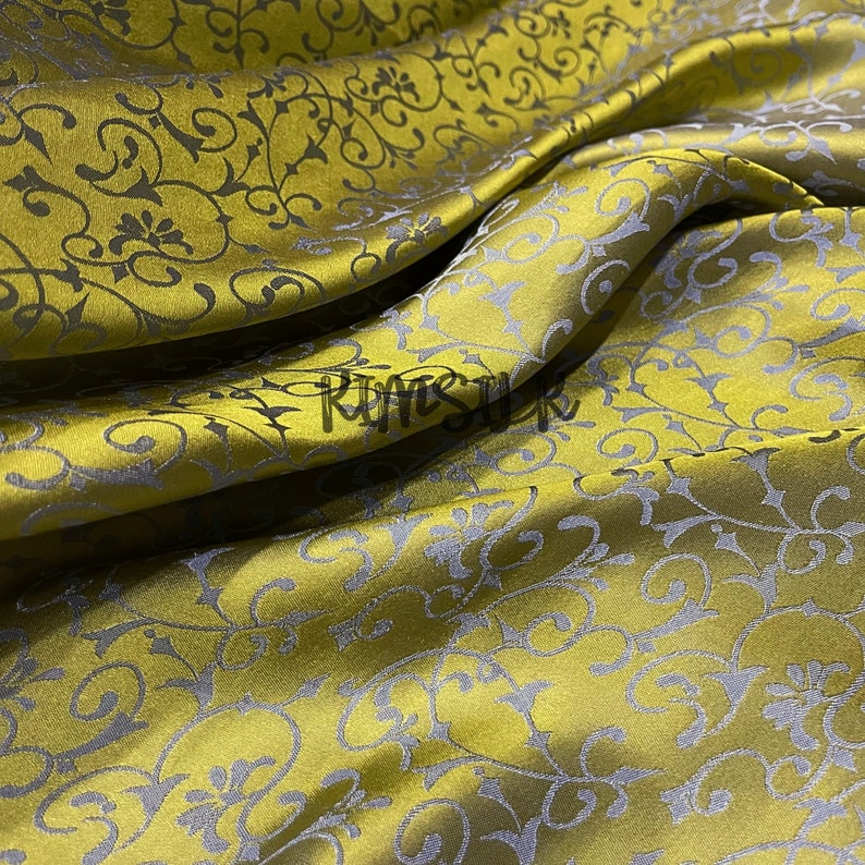 PURE MULBERRY SILK Fabric by the Yard Floral Silk Fabric Handmade Silk