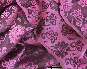PURE MULBERRY SILK fabric by the yard - Pink flower pattern - Handmade silk - Organic fiber - Gift for her - Silk for sewing - Dress making