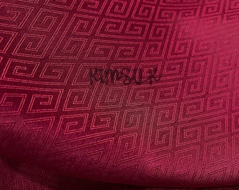 PURE MULBERRY SILK fabric by the yard - Dark red pattern silk fabric - Dress making - Gift for her - Silk for Sewing - Fabric for clothes