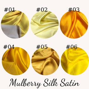 PURE MULBERRY SILK fabric by the yard - Yellow satin fabric - Handmade silk fabric - Natural fiber - Dress making - Gift for women