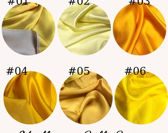 PURE MULBERRY SILK fabric by the yard - Yellow satin fabric - Handmade silk fabric - Natural fiber - Dress making - Gift for women