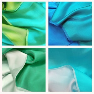 MULBERRY SILK SATIN fabric by the yard - Blue, green silk - Handmade silk - Natural fiber - Dress making - Gift for her - Silk for sewing