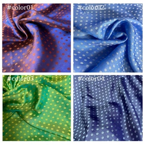 PURE MULBERRY SILK fabric by the yard - Blue, green silk - Polka dot silk - Dress making - Gift for her - Sewing clothes - Silk for sewing