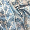 PURE MULBERRY SILK fabric by the yard - Blue silk with floral pattern - Handmade silk fabric - Natural fiber - Dress making - Gift for women product logo
