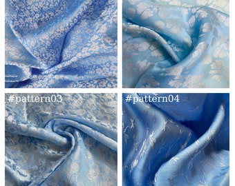 REINE MAULBEERSEIDE Stoff Meterware - Blaue Seide mit Blumenmuster - Handgemachter Seidenstoff - Stoffseide - Kleiderherstellung - Geschenk für Frauen