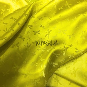 PURE MULBERRY SILK fabric by the yard - Lemon yellow silk - Natural fiber - Dress making - Gift for her - Silk for clothes - Silk for Sewing