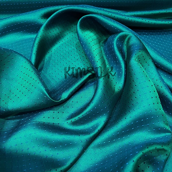 PURE MULBERRY SILK fabric by the yard - Emerald silk - Pattern silk - Handmade silk fabric - Natural fiber - Dress making - Gift for women