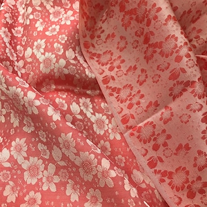 PURE MULBERRY SILK fabric by the yard - Orange silk with floral pattern - Handmade silk - Silk for sewing - Dress making - Gift for women