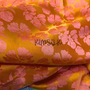 PURE MULBERRY SILK fabric by the yard - Floral silk - Natural fiber - Dress making - Gift for her - Sewing clothes - Silk for Sewing