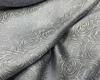 PURE MULBERRY SILK fabric by the yard - Light gray silk with floral pattern - Handmade silk - Natural fiber - Dress making - Gift for women