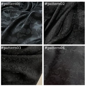 Black silk with floral pattern - PURE MULBERRY SILK fabric by the yard - Handmade silk - Natural fiber - Dress making - Gift for her