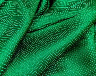 PURE MULBERRY SILK fabric by the yard - Green silk with pattern fabric - Natural fiber - Dress making - Gift for women - Silk apparel fabric