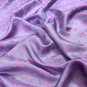 PURE MULBERRY SILK fabric by the yard - Pink floral pattern silk - Handmade silk - Natural fiber - Dress making - Gift for her - Fabric silk