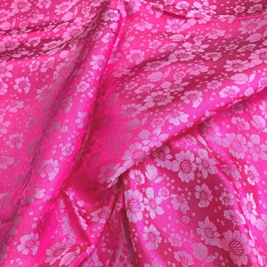PURE MULBERRY SILK fabric by the yard - Pink silk - Floral pattern silk  - Handmade silk - Dress making - Gift for women - Silk for sewing