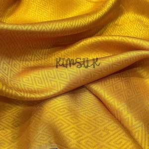 PURE MULBERRY SILK fabric by the yard - Gold pattern silk - Handmade silk - Organic fiber - Gift for women - Silk for sewing - Dress making