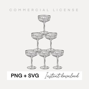 Champagne Line Illustrations Png / Svg, Champagne Tower PNG, Champagne Tower PNG, Champagne Tower Clip Art, Champagne Tower Drawing