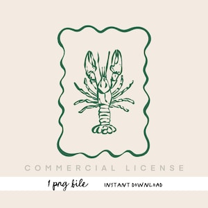 Lobster Line Art PNG, Beach Clipart, Summer Sublimation Design, Beach Line Art Clipart, POD design, PNG file, Sublimation Png