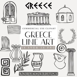Grecia Clipart, Grecia PNG / SVG, Inviti di nozze, SVG di nozze, Line Art, Licenza commerciale, Linea Grecia Clipart, Clipart di nozze,