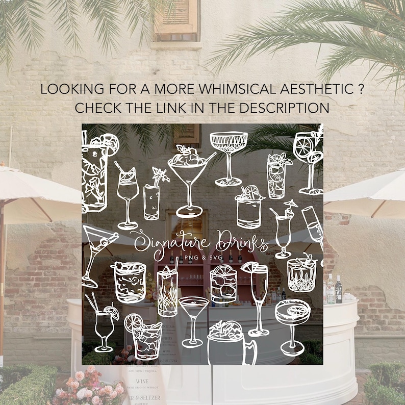 Line Art Cocktail Clipart, Drink Graphics (28 PNG & SVG) image 5