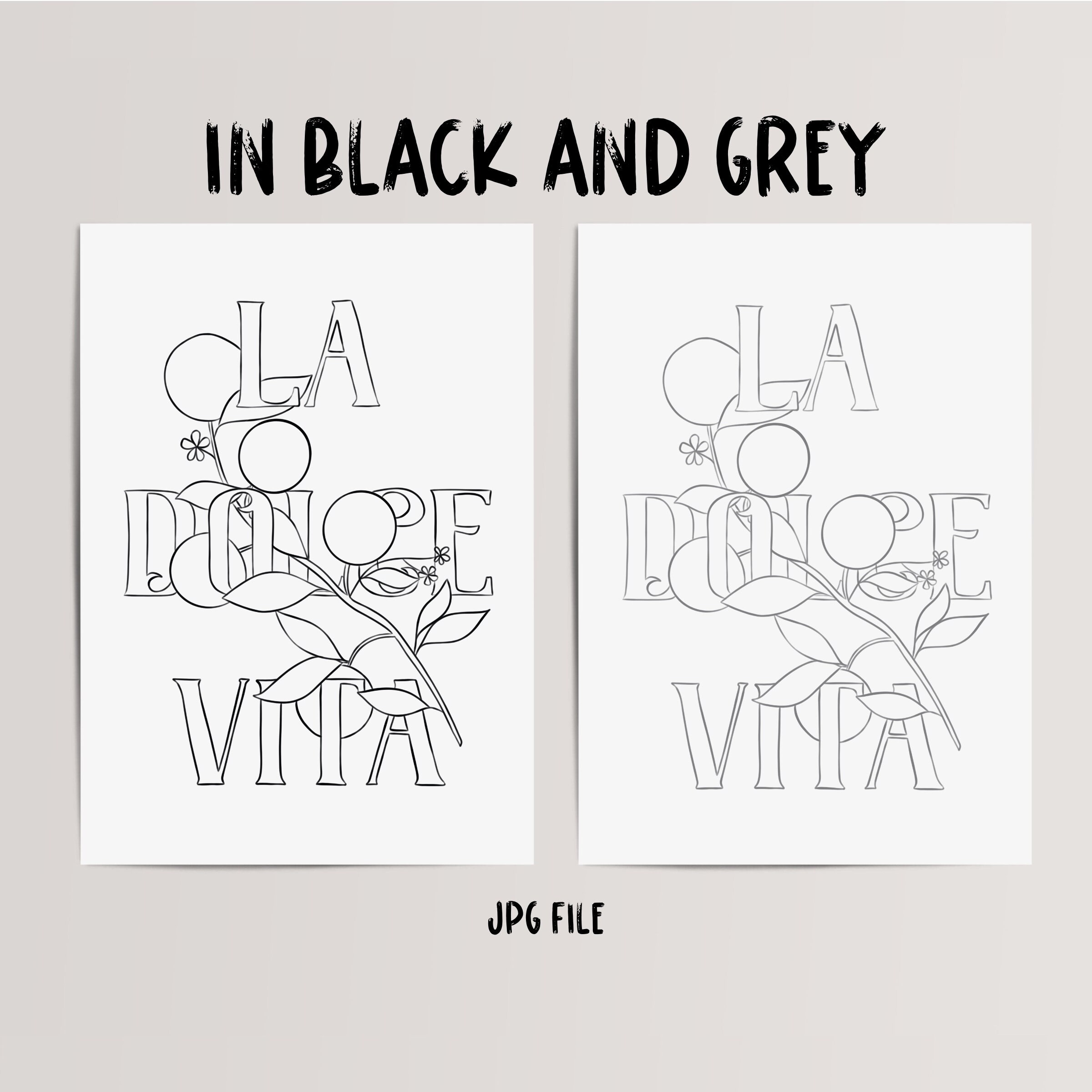 La dolce vita coloring page instant download procreate aesthetic
