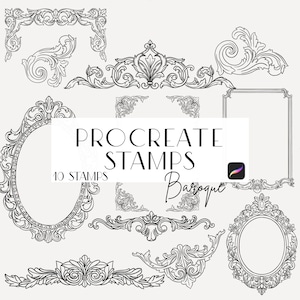Barock Procreate Stempel Pinsel, Line Art, Stempel für Einladungen, Linienzeichnung, Poster Maker, Barockstempel, kommerzielle Lizenz