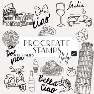 Italien Procreate Stempel, Line Art, Stempel für Einladungen, Linie Zeichnung, Italien Poster Maker, Italien Stempel, Kommerzielle Lizenz