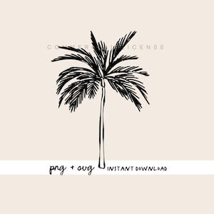 Illustrazioni di linea di palma disegnate a mano Png / Svg, albero PNG, clip art di palma, disegno di spiaggia, tropicale Svg, palma PNG, licenza commerciale