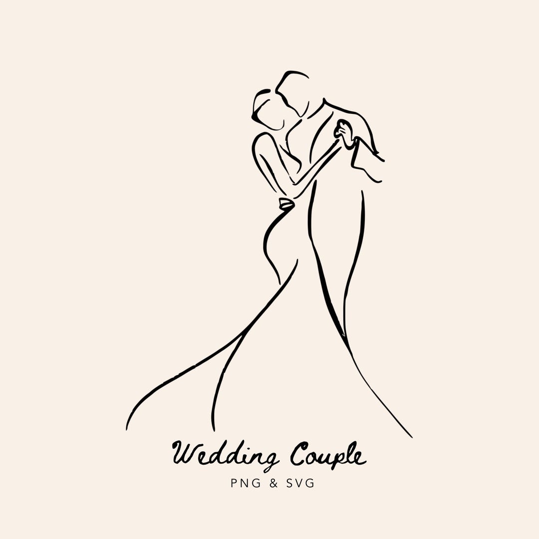 Hand Drawn Wedding Couple Whimsical SVG & PNG - Etsy