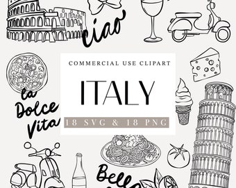 Italy Clipart, Italy PNG / SVG, Wedding Invitations, Wedding SVG, Line Art, Commercial License, Line Italy Clipart, Wedding Clipart,