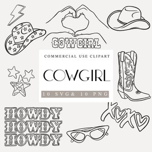 Cowgirl PNG & SVG Bundle, Cowgirl svg, Instant Download, Western Designs Svg, Girl png, Country Bundle Girl Clipart, Commercial License