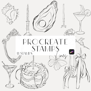 Procreate Stempel, Pinsel, Line Art, Procreate Linie Kunst, Stempel für Einladungen, Linienzeichnung, Postermacher, Stempel, kommerzielle Lizenz inbegriffen