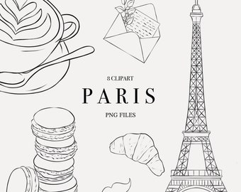 Paris Line Clipart | France png | Commercial Use | Paris Png | Instant Download | Paris Line Bundle | Commercial License | Travel PNG