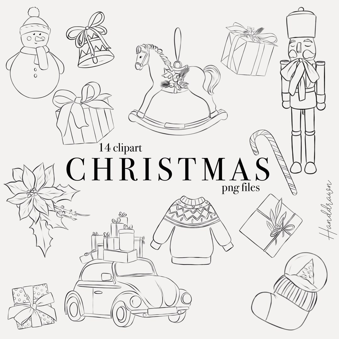 Christmas Line Illustrations Xmas PNG Christmas Line Images Line Art