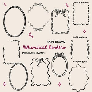 Skurril Border Procreate Stempel, Line Art, Stempel für Einladungen, Linie Zeichnung, Border Procreate, Bordürenstempel, Kommerzielle Lizenz