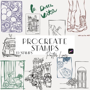 DIY Poster Procreate Stempelbürsten, Linie Kunst, Procreate Linie Kunst, Linie Zeichnung, Poster-Maker, kommerzielle Lizenz eingeschlossen, Diy-Drucke