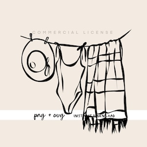 Ilustrações de linha de roupas de praia desenhadas à mão Png / Svg, Praia PNG, Clip Art de biquíni, Desenho de praia, Praia Svg, Cadeiras de praia