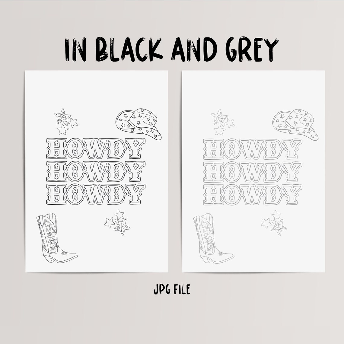 Cowgirl Coloring Page Instant Download Procreate Cowgirl Printable