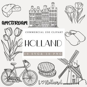 Holland Clipart, Amsterdam PNG / SVG, Inviti di nozze, Matrimonio SVG, Line Art, Licenza commerciale, Line Holland Clipart, Clipart di matrimonio,