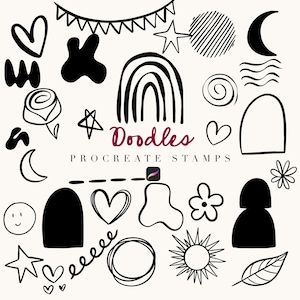Pinceles para sellos de Procreate con dibujos de líneas bohemios, dibujos de líneas, sellos para invitaciones, dibujos de líneas, sellos para garabatos, licencia comercial