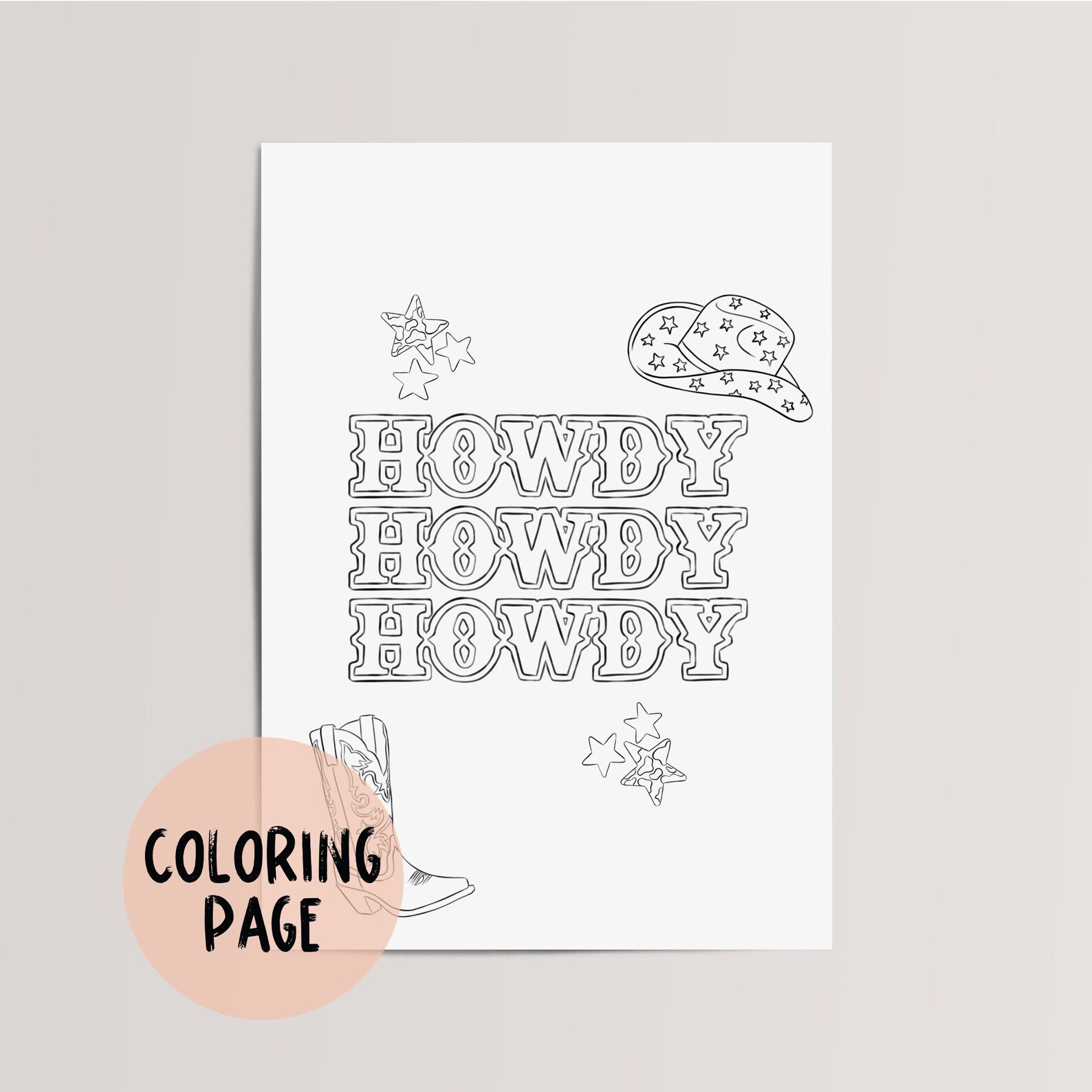 Cowgirl Coloring Page | Instant Download | Procreate Cowgirl Printable Illustration | Preppy ...