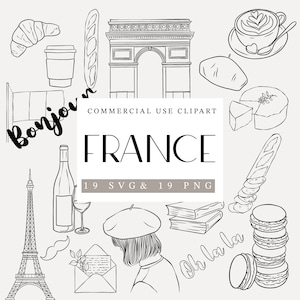 Imágenes prediseñadas de Francia, Francia PNG/SVG, invitaciones de boda, SVG de boda, arte lineal, licencia comercial, imágenes prediseñadas de Francia lineales, imágenes prediseñadas de boda,