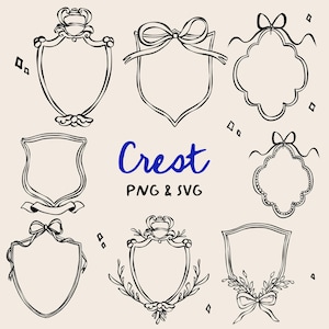 Conjunto de clipart de crista caprichosa, cristas PNG / SVG, SVG de casamento, Clipart de PNG, 300 dpi, Borda PNG, Clipart de casamento, Convites Clipart,