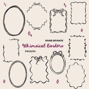 Conjunto de imágenes prediseñadas de borde caprichoso, borde PNG/SVG, SVG de boda, imágenes prediseñadas PNG, 300 ppp, borde PNG, imágenes prediseñadas de boda, imágenes prediseñadas de invitaciones