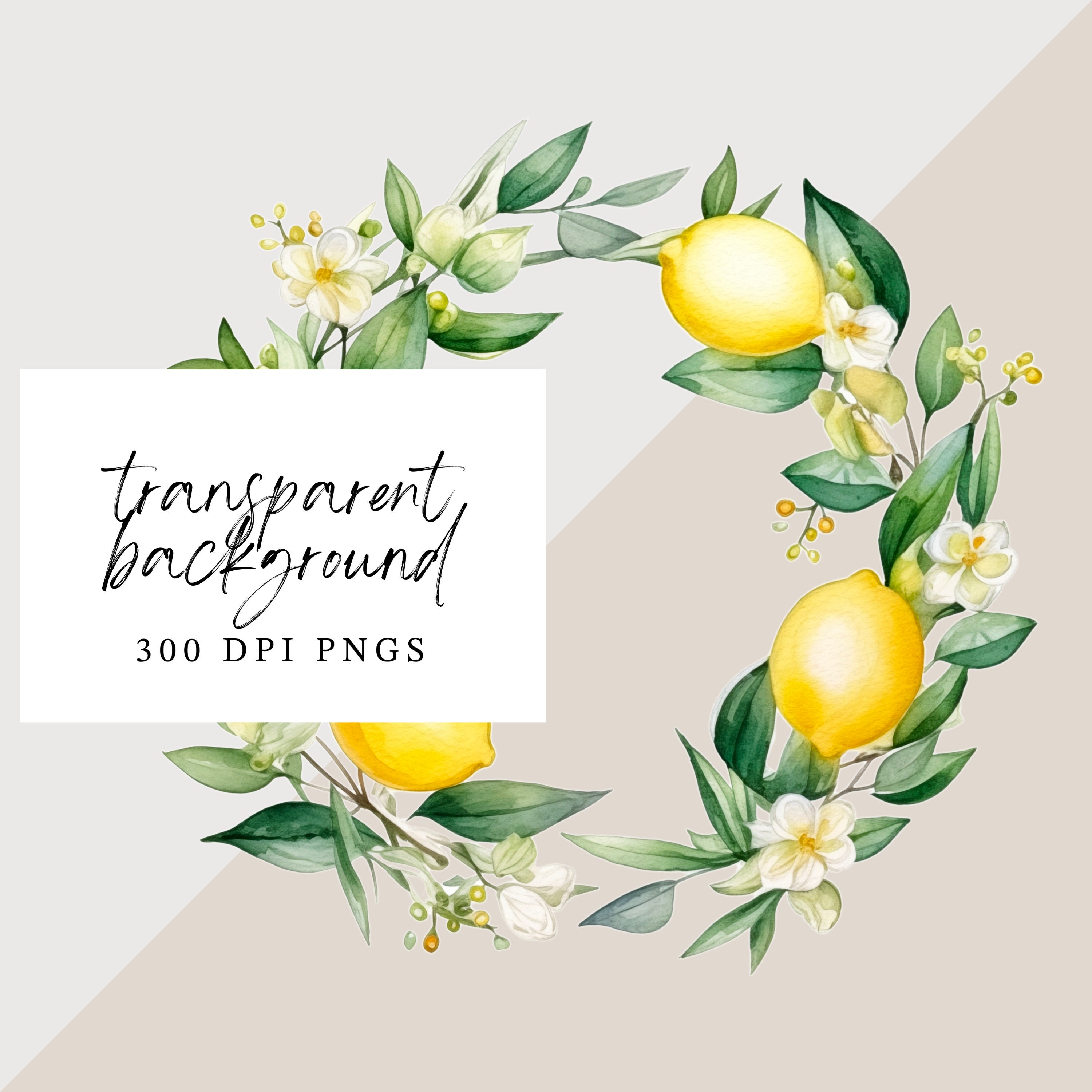 Watercolor Lemon Wreath Png, Wreath Clipart, Transparent PNG, Png ...