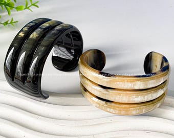 Natural Buffalo Horn Bracelet, Real Horn Bangles, Wide C Cuff, Horn Bracelet, Boho Bracelet, Buffalo Horn Jewelry, Gift for her B4