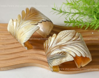 Bracciale in corno di bufalo naturale, bracciale a foglia, braccialetti in vero corno, polsino largo a C, bracciale in corno, bracciale boho, gioielli in corno di bufalo, regalo per la mamma