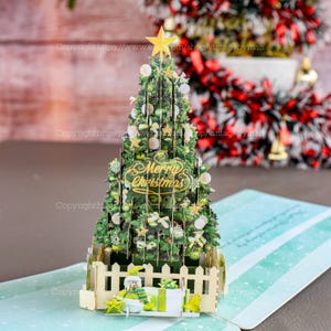 GREEN TREE 3D Pop-Up Kartka z życzeniami Kartka świąteczna Kartka świąteczna Urodzinowa Karta z podziękowaniami Niespodzianka Karta Pop-Up Prezent dla dziecka Miłość Prezent i wystrój
