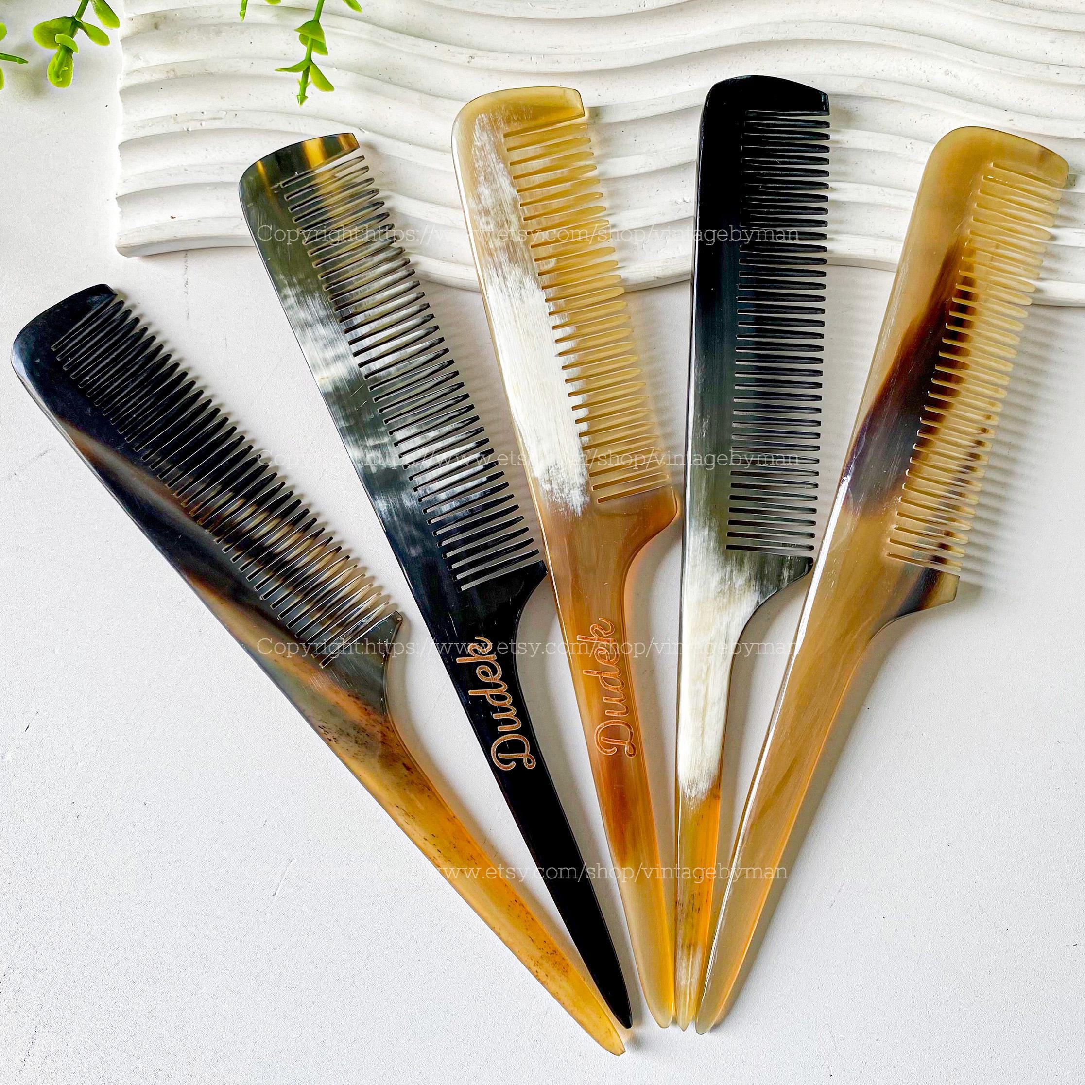 Middle Comb Handmade Mouse Tail Natural Buffalo Horn Comb, Eco-friendly Pocket Comb ...